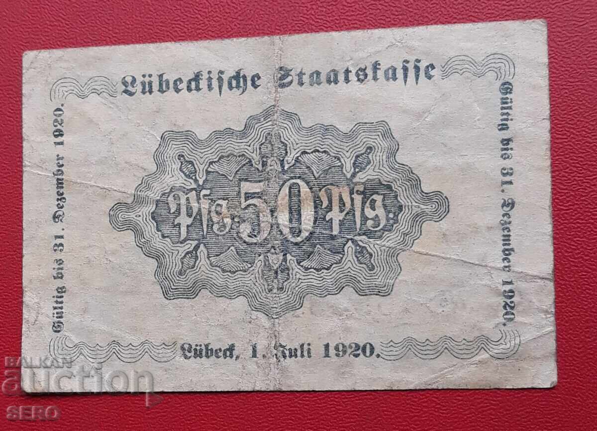 Bancnota-Germania-Schleswig-Holstein-Lübeck-50 pfennig 1920 cu preț € 0.50 | 0.98 BGN