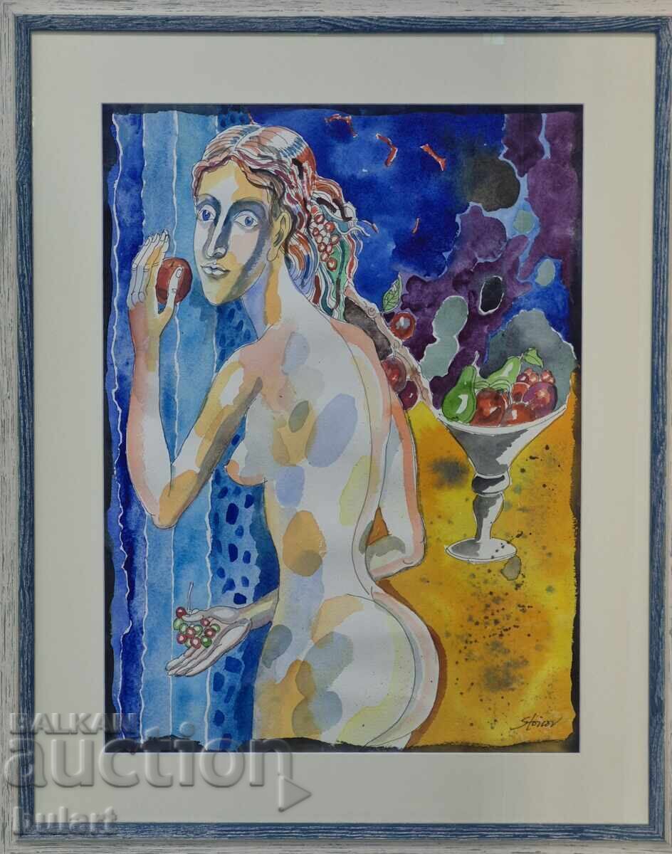 Stoimen Stoilov "Nocturn" acuarelă 39x53cm