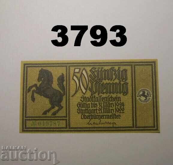 Στουτγκάρδη 50 πφένιχ 1922 Γερμανία