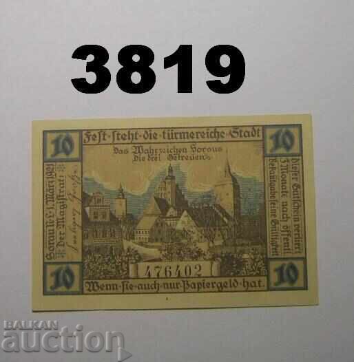 Sorau N. L. 10 pfennig 1921 Germania