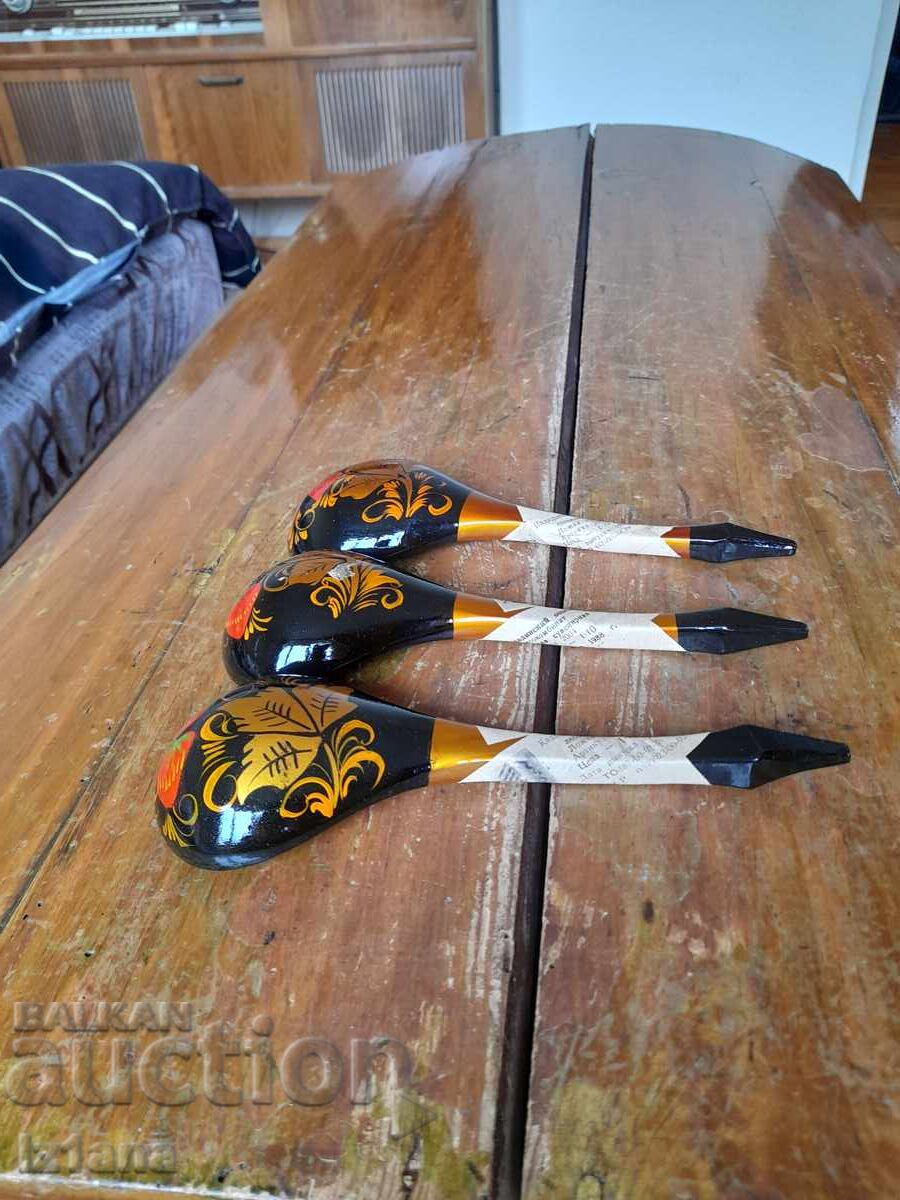 Аукцион Стари Руски дървени лъжици,хохлома