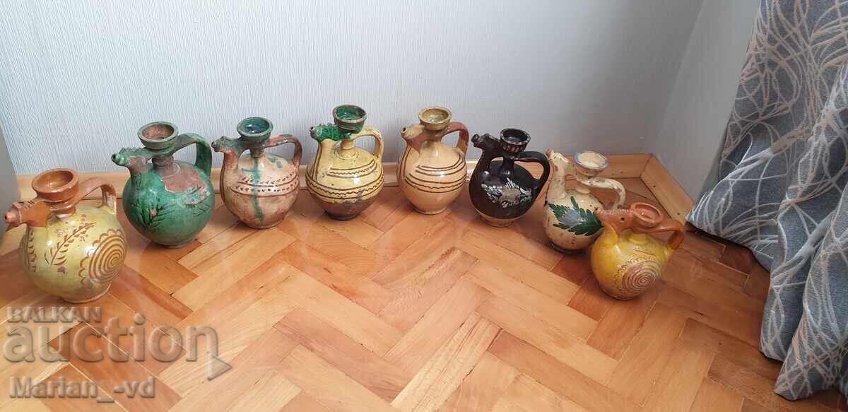 Lot de 8 bucăți de krondiri bulgărești vechi, bărdele, ceramică