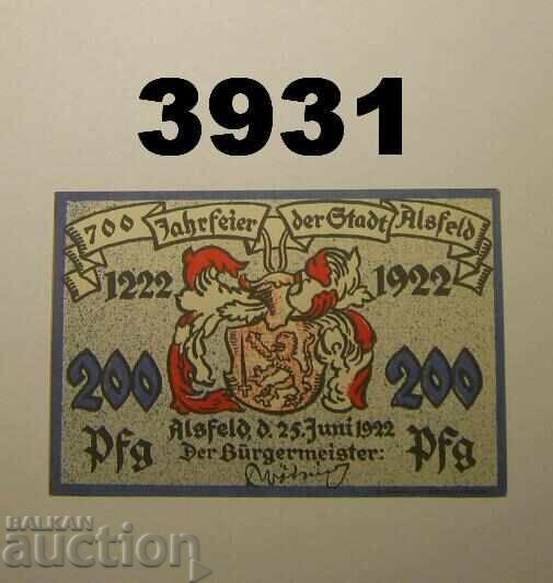 Alsfeld 200 pfennig 1922 Γερμανία