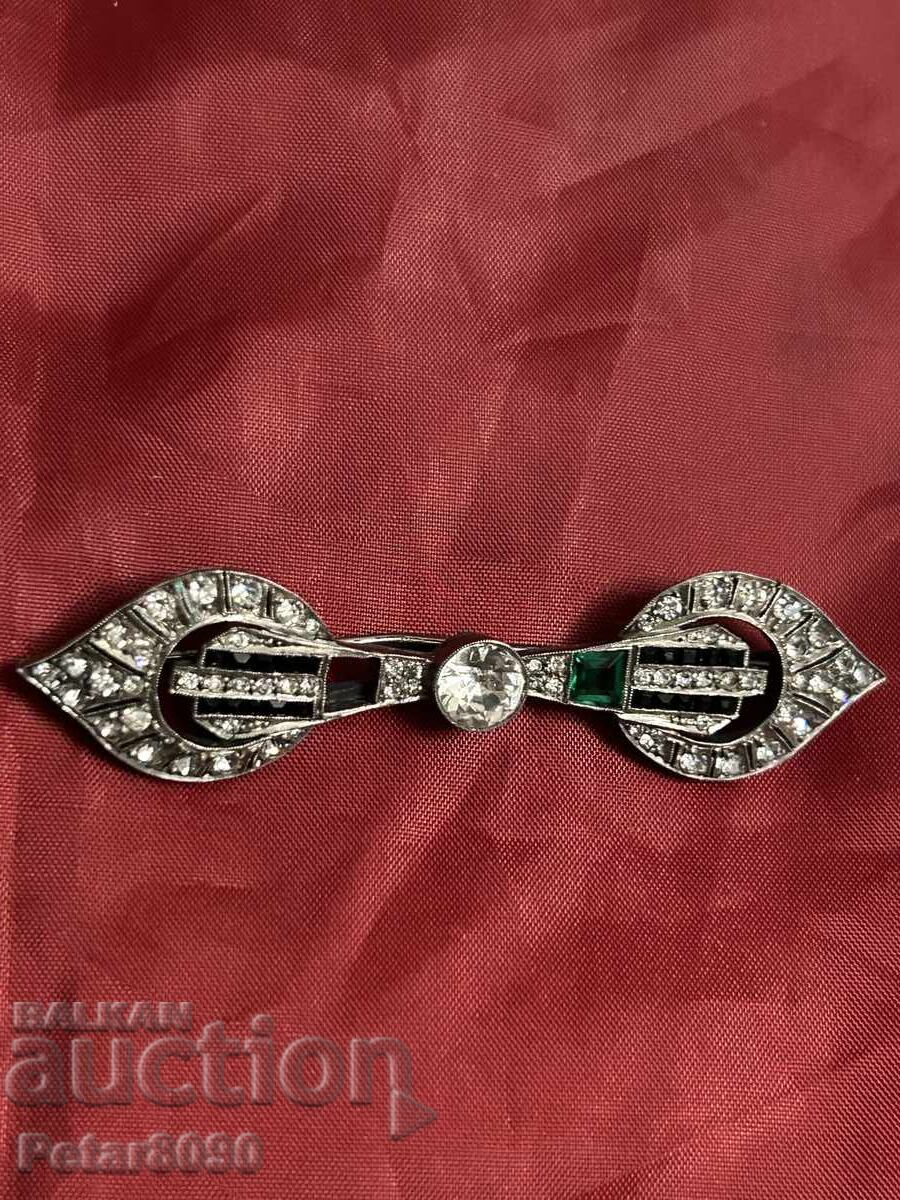 Auction  Vintage silver brooch with stones