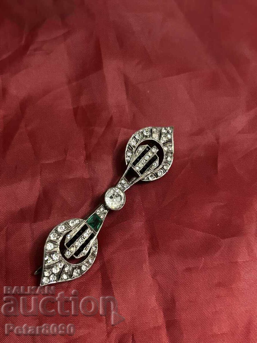 Vintage silver brooch with stones