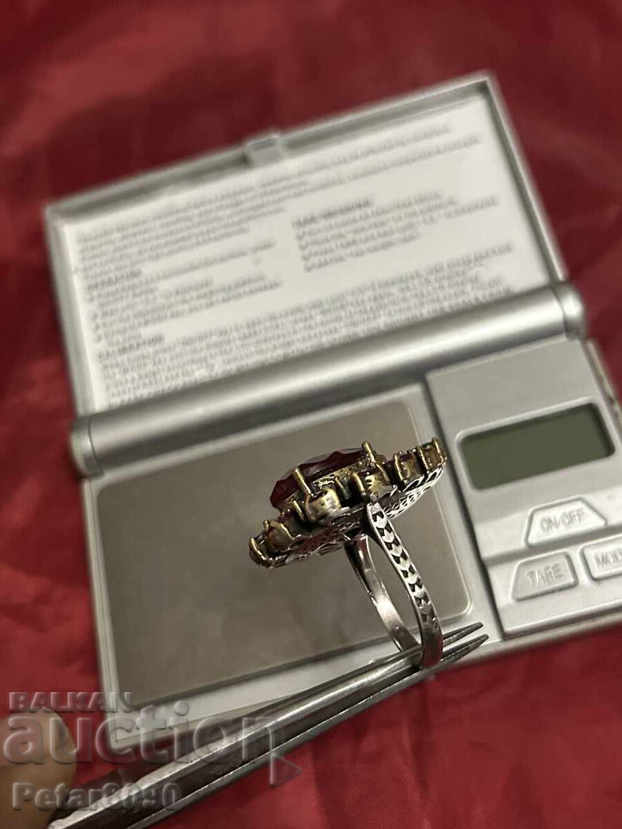 Huge silver women's ring, Revival period style - 5
