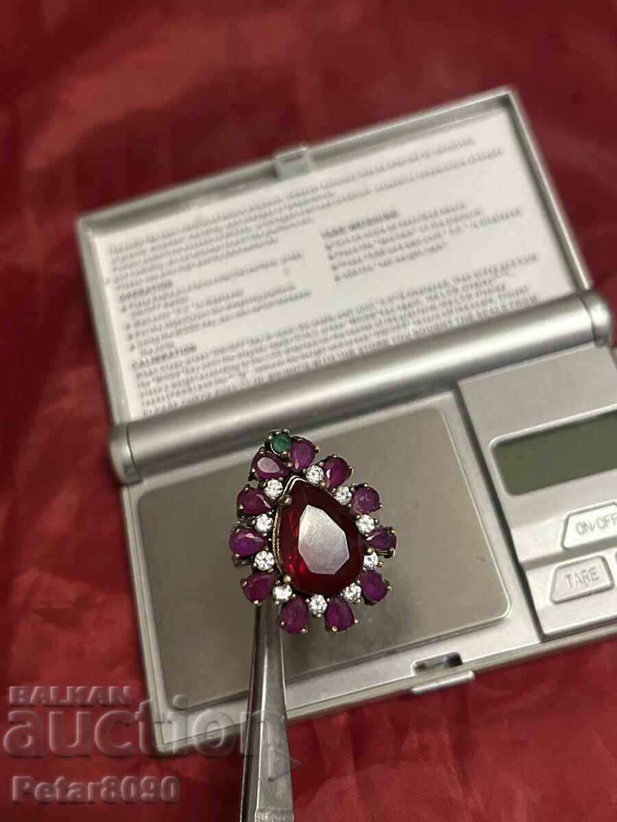 Huge silver women's ring, Revival period style