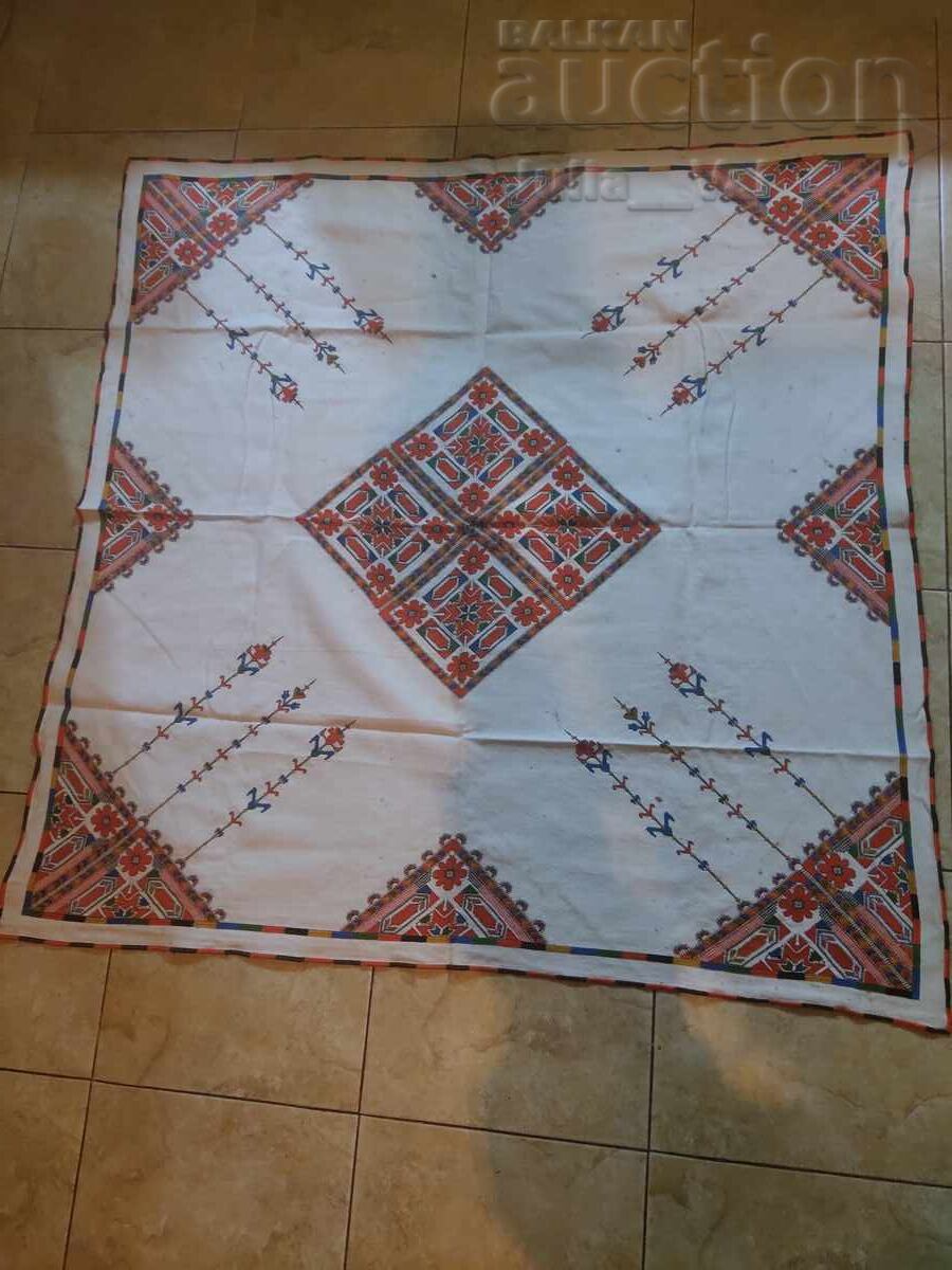 Large hand-embroidered tablecloth starting from 0.01 cents