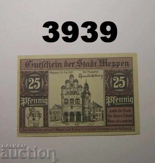 Meppen 25 pfennig 1921 Germany