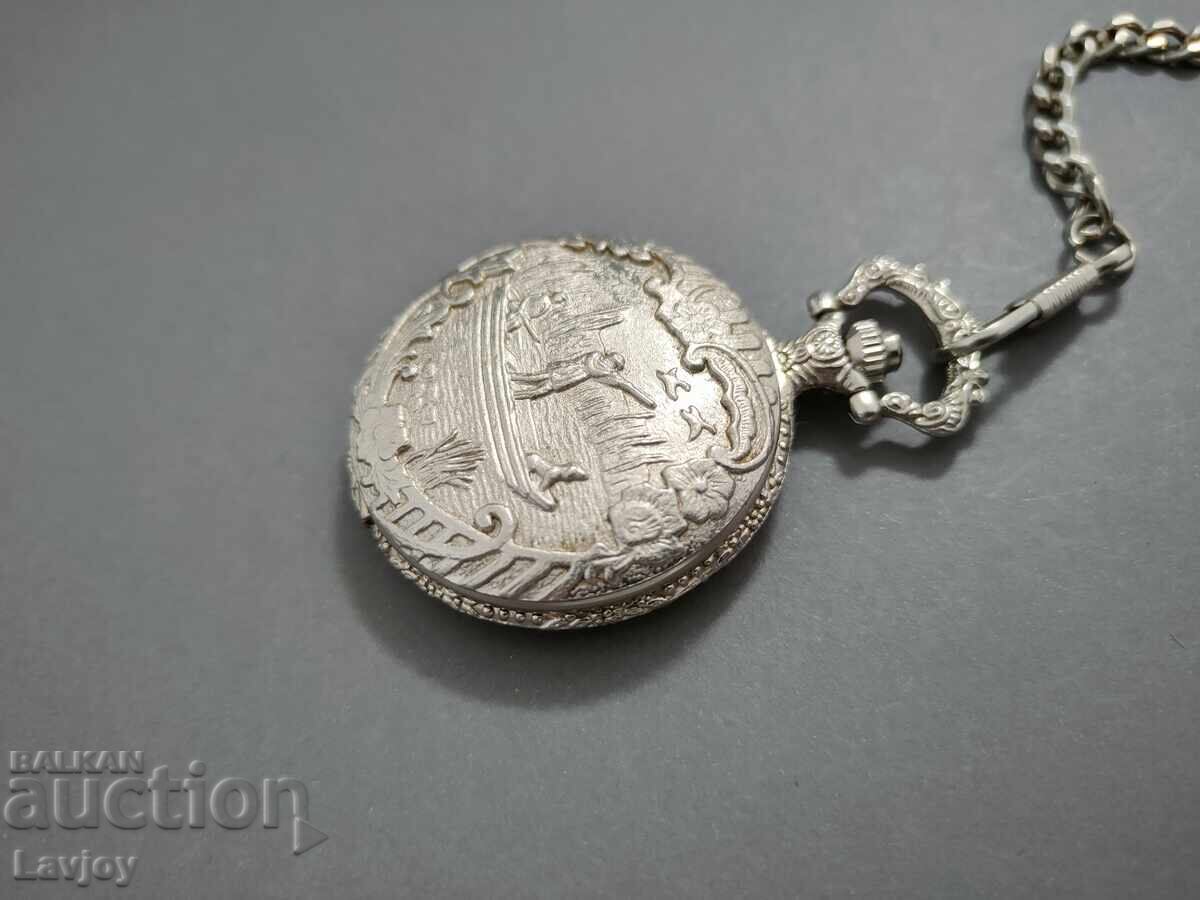 Аукцион Ретро джобен часовник Ловна сцена Б.З.Ц от 0.01 цент