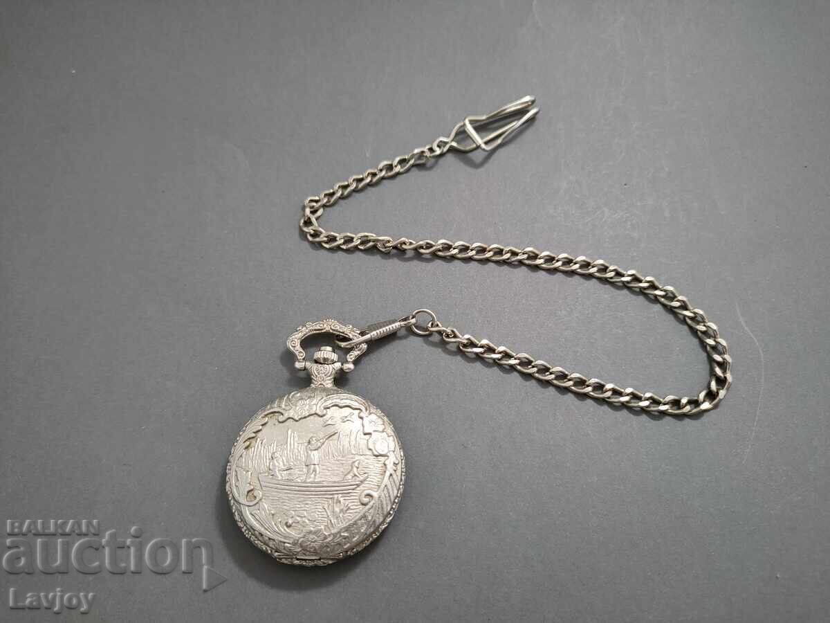 Ретро джобен часовник Ловна сцена Б.З.Ц от 0.01 цент