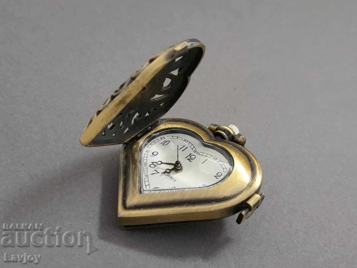 Ρετρό ρολόι τσέπης Αzhuρ καρδιά B.Z.C από 0.01 cent - 5