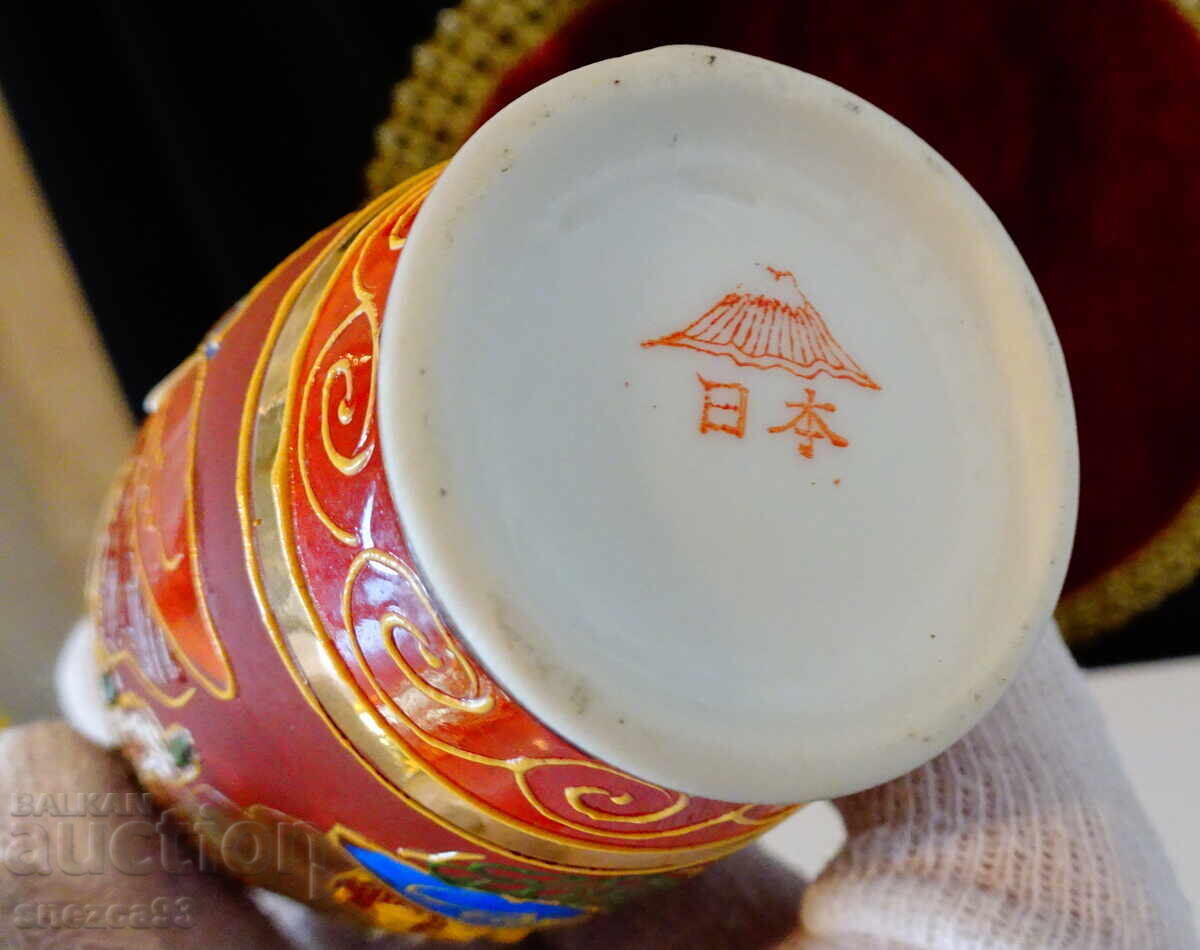 Vază porțelan japonez Satsuma, aur, ștampilă - 6