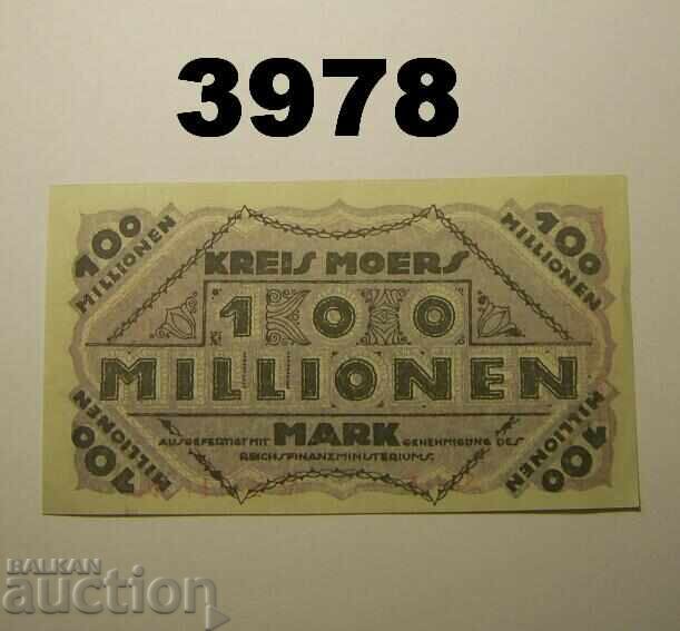 Moers 100 million marks 1923 Germany with price € 2.50 | 4.89 BGN