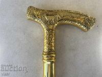Walking stick with built-in dagger and "REINDEER" handle - yellow