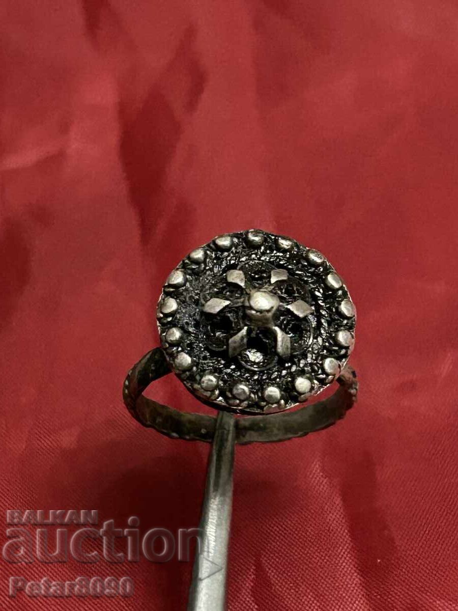 Silver Bulgarian National Revival ring 18.5mm hallmarks