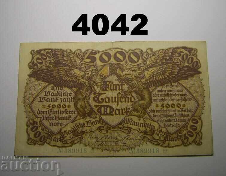 Germania 5000 mărci 1922 Badische Bank