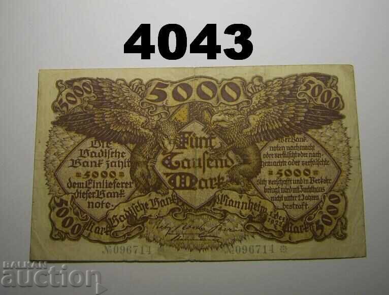 Germania 5000 mărci 1922 Badische Bank