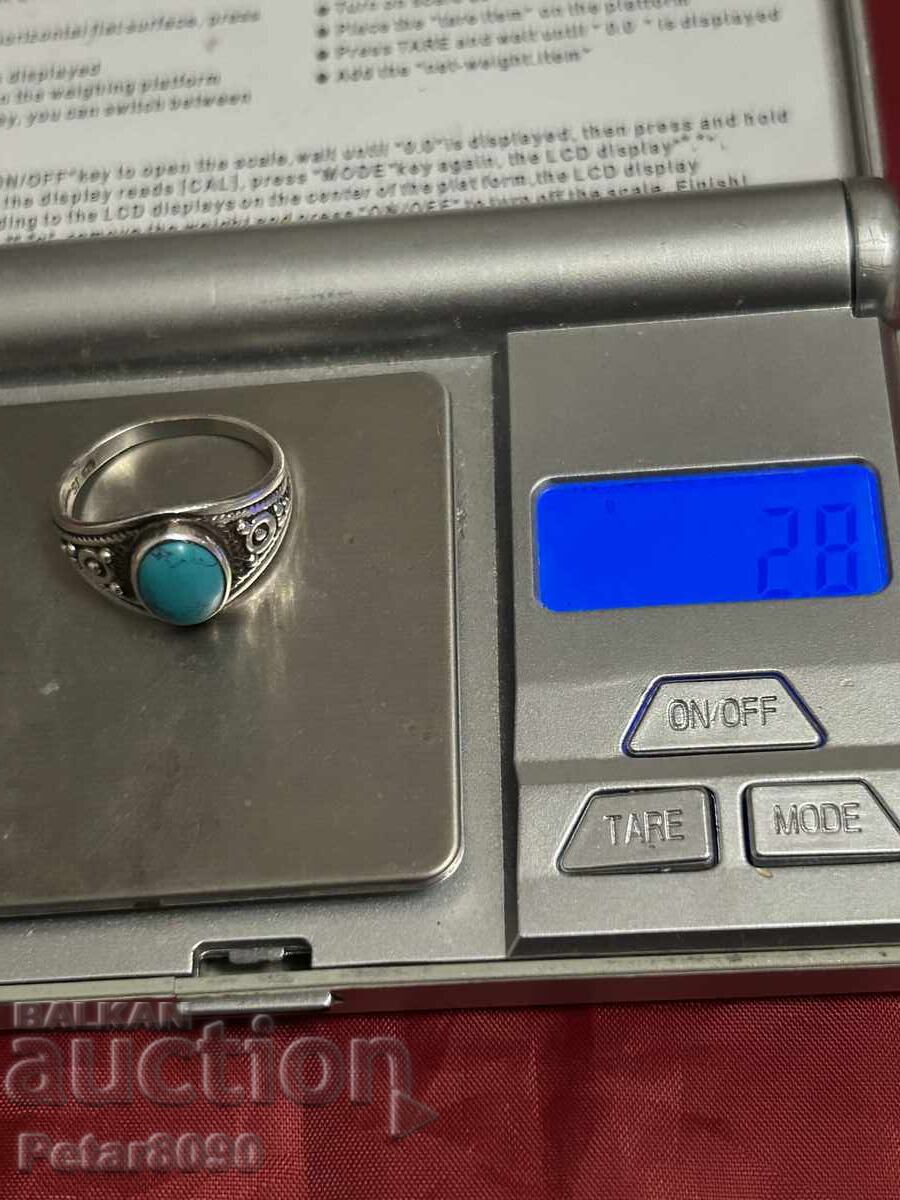 Delivery of Women's silver ring with turquoise