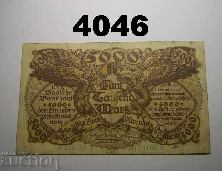 Germania 5000 mărci 1922 Badische Bank
