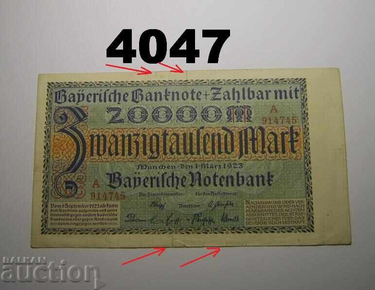 Germany 20000 Marks 1923 Bayern Notenbank