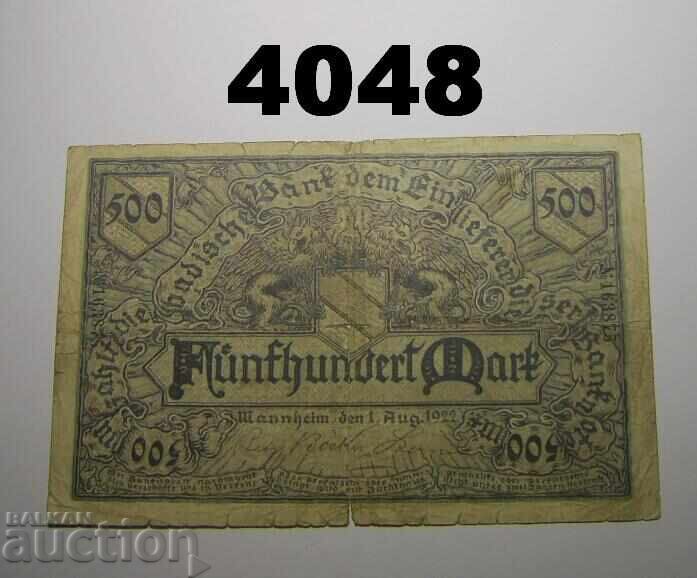 Germania 500 mărci 1922 Badische bank