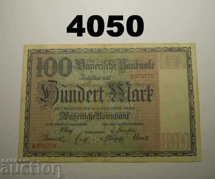 Germania 100 mărci 1922 Bayerische Notenbank