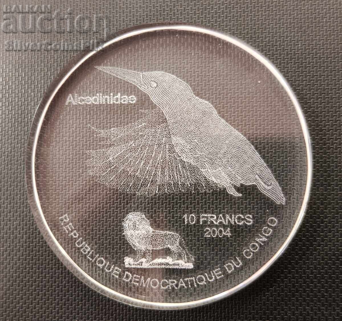 Стъкло 10 Франка Колибри 2004 Конго с цена € 26.00 | 50.85 лв.
