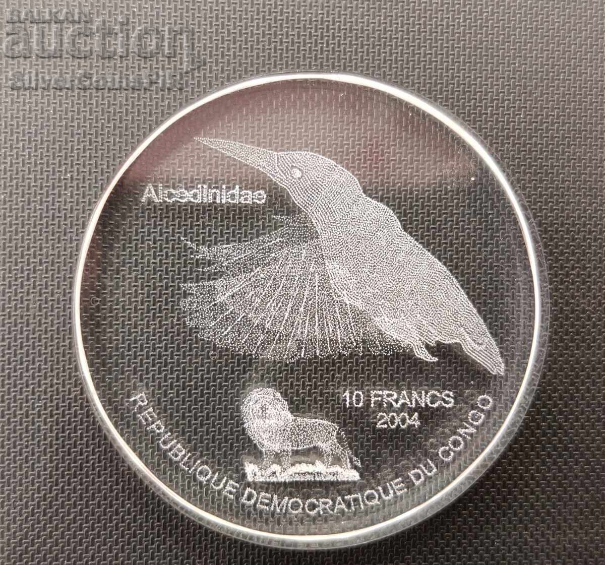 Стъкло 10 Франка Колибри 2004 Конго