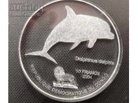 Glass 10 Francs Dolphin 2004 Congo