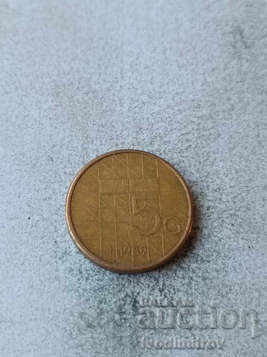 Нидерландия 5 гулдена 1989