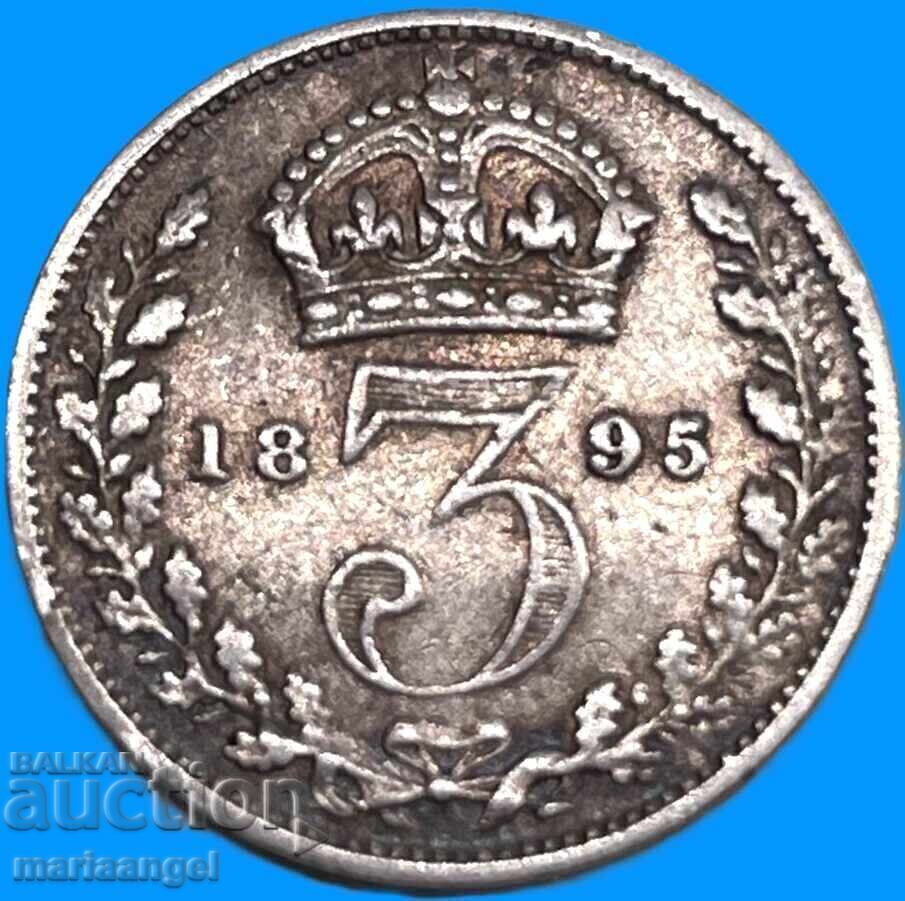 Ηνωμένο Βασίλειο 3 πένες 1895 Βικτώρια 1837-1901 ασήμι