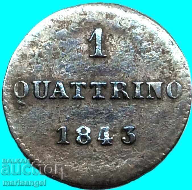 Quattino 1843 Τοσκάνη Ιταλία Leopold II - σπάνιο - 6