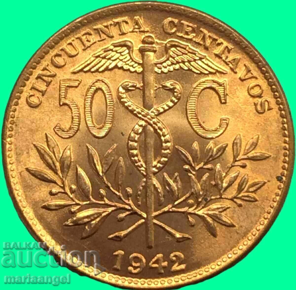 Bolivia 1942 Restrike de 50 de cenți - pentru monedă rară - 6