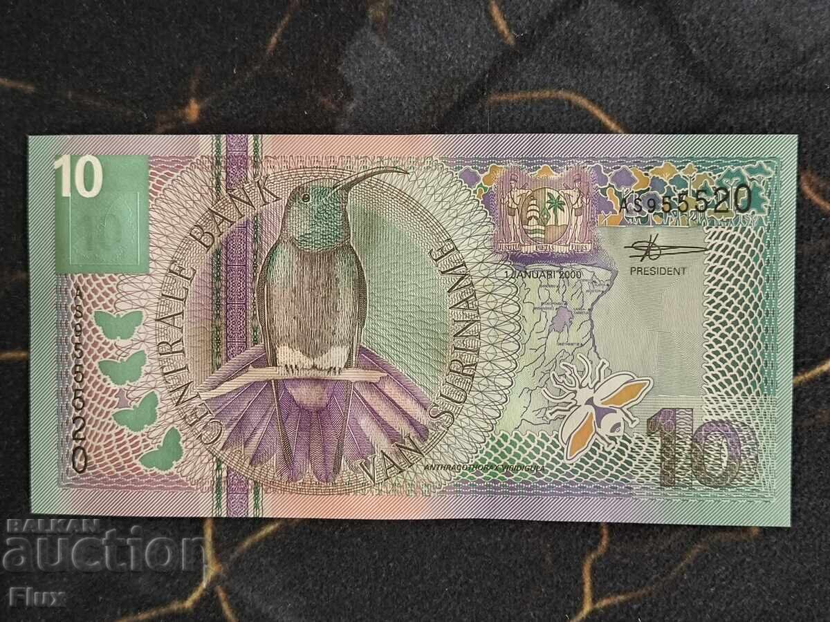 Bancnotă - Surinam - 10 guldeni UNC | 2000