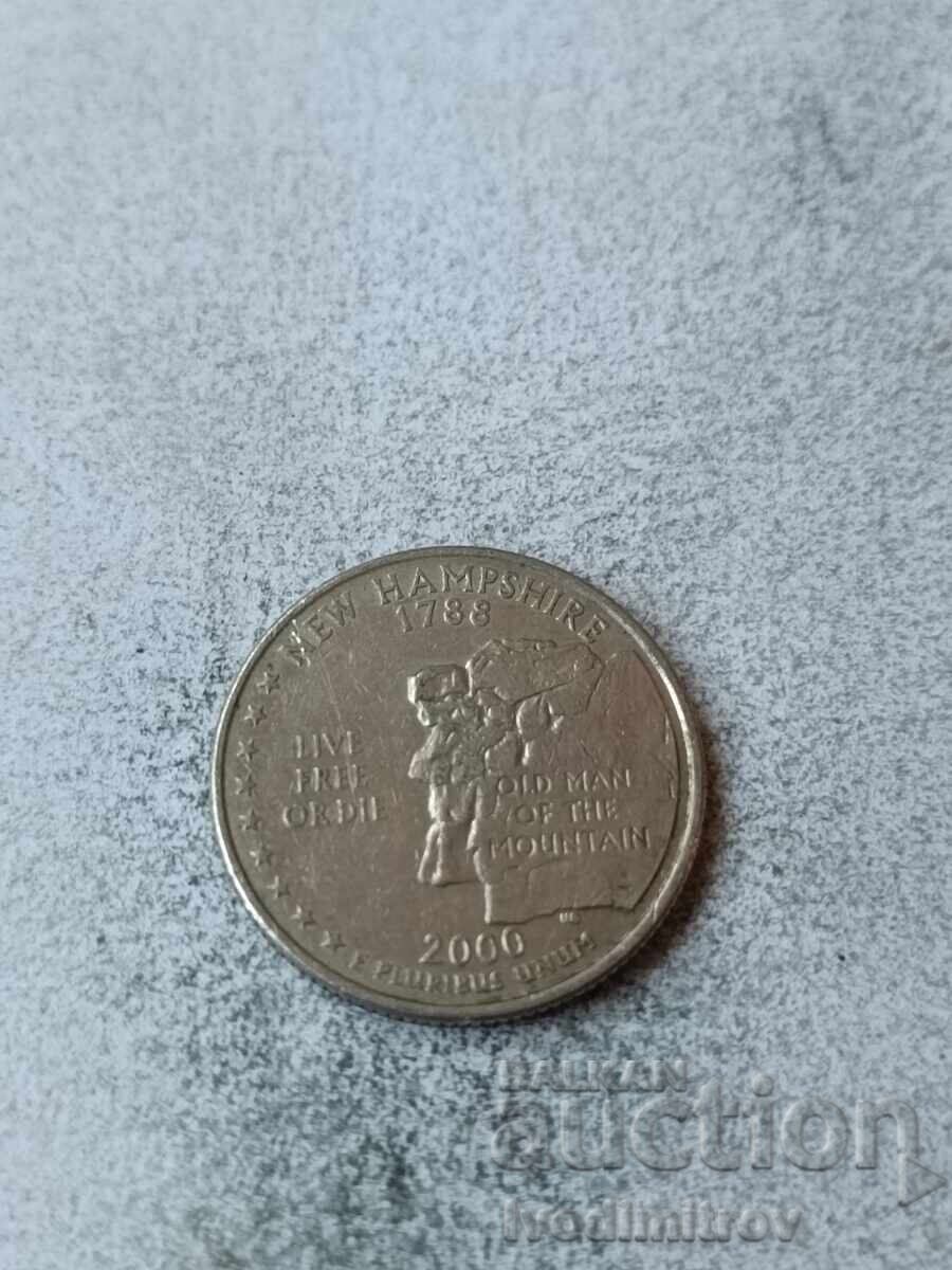 SUA 25 cenți 2000 D New Hampshire