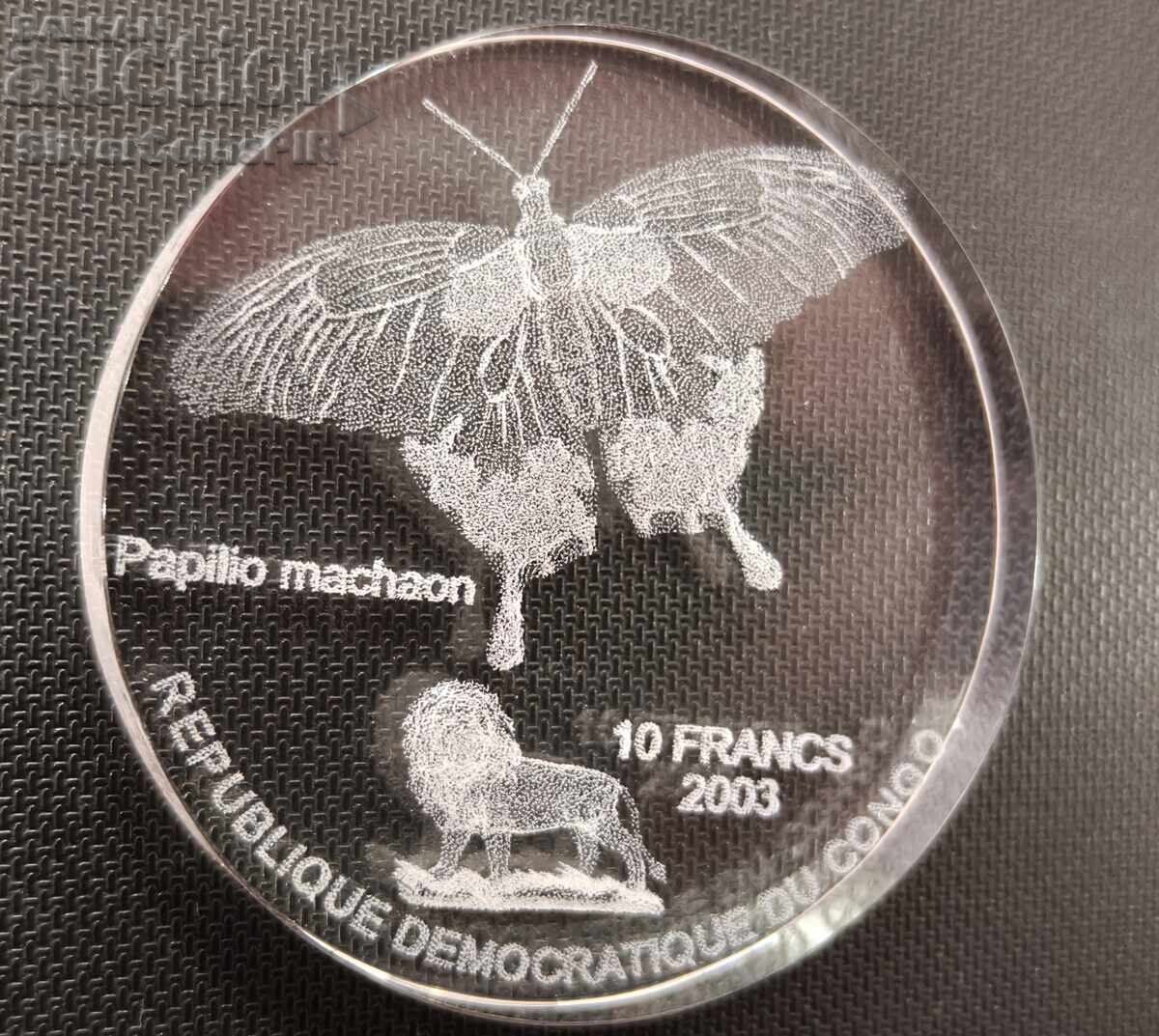 Licitație Sticlă 10 Franci Fluture 2004 Congo