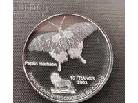 Sticlă 10 Franci Fluture 2004 Congo