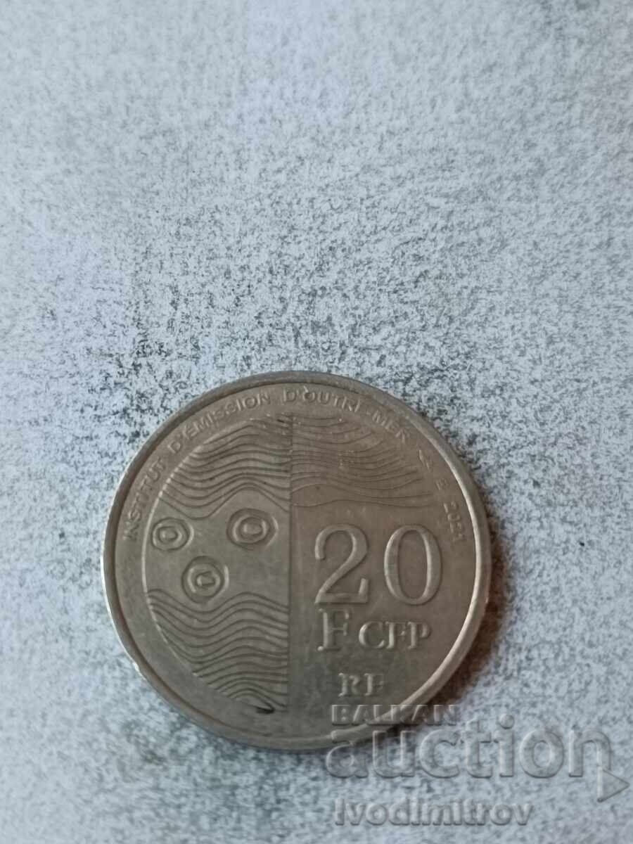 Френски тихоокеански територии 20 франка 2021