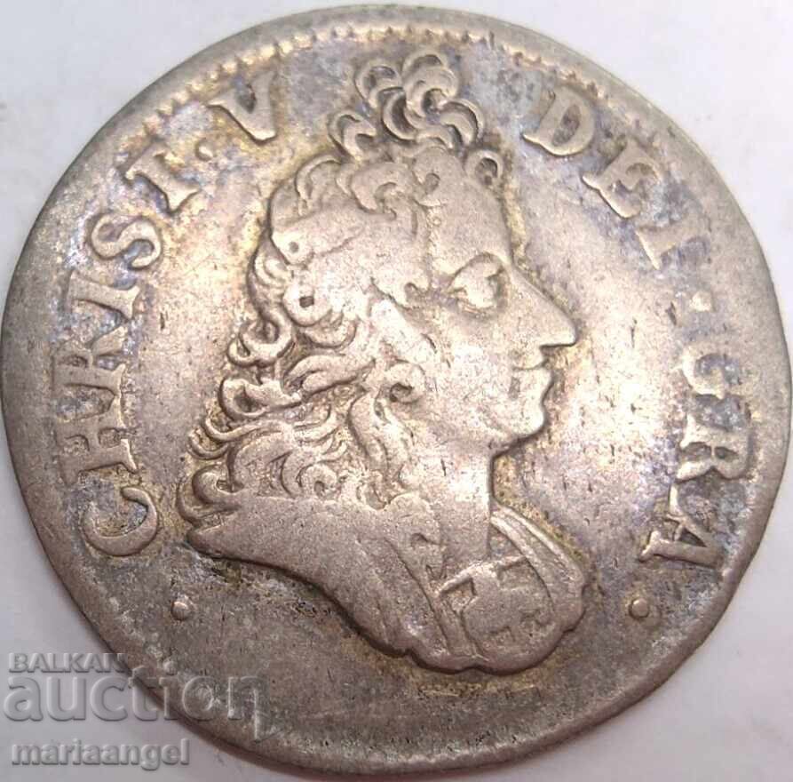 Denmark 8 Skilling 1695 Christian V, 1670-1699 silver - 6