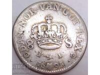 Дания 8 Скилинга 1695 Christian V, 1670-1699 сребро