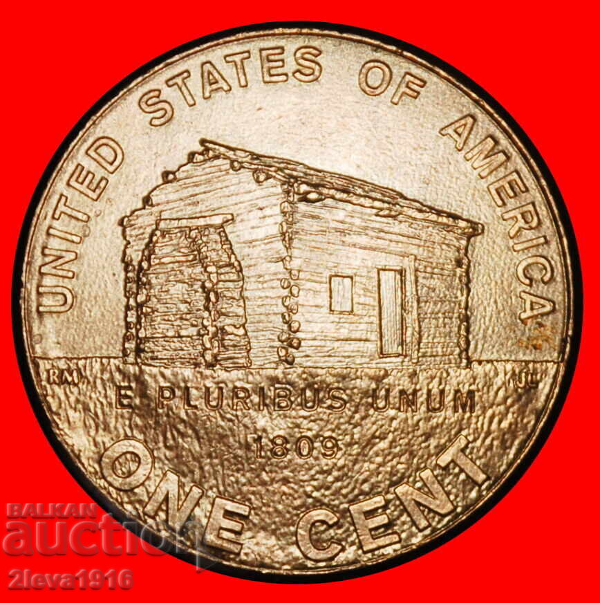 Ⰺ LOG CABIN PENNY: USA ★ 1 CENT 2009D LINCOLN (1809-1865)