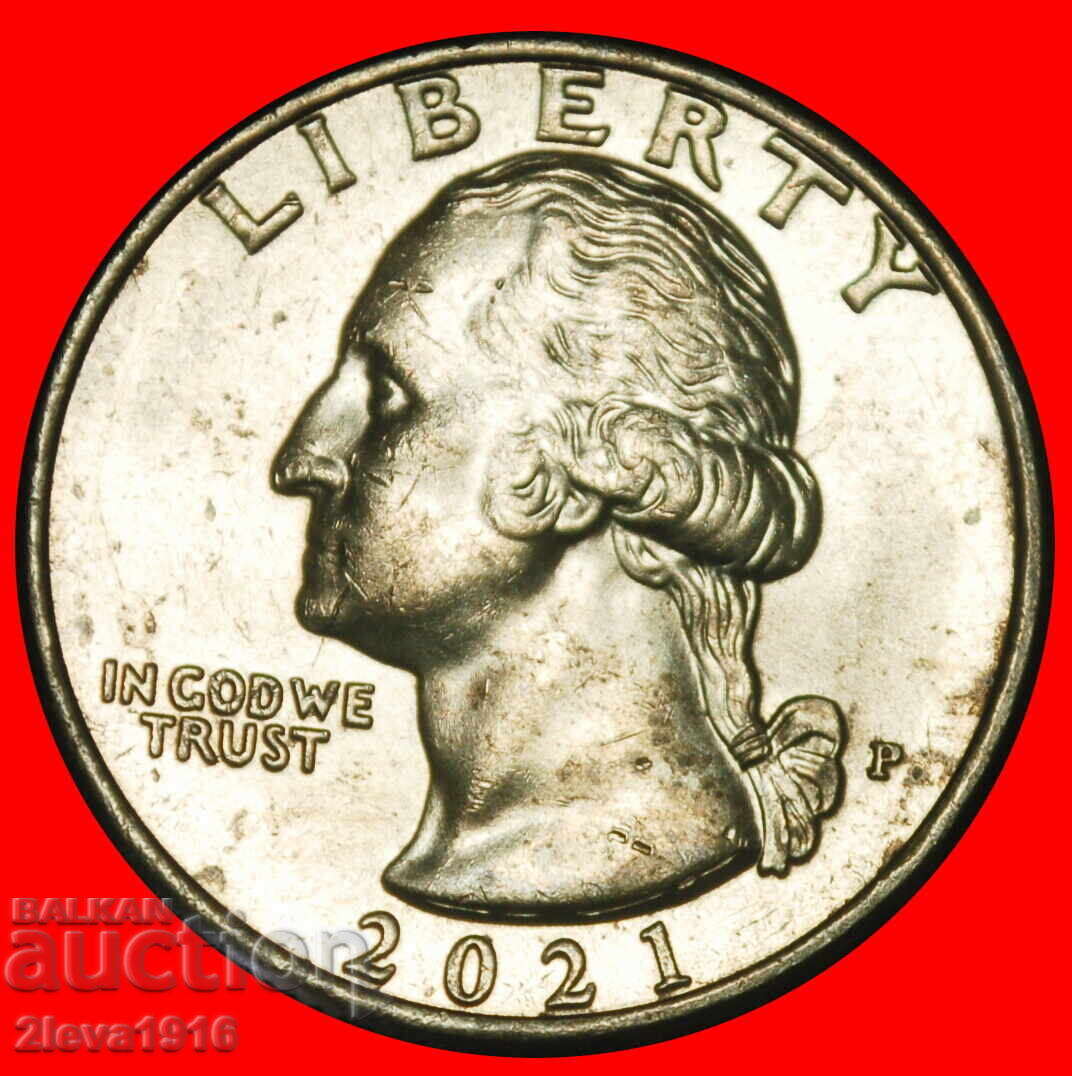Ⰺ SHIP 1776: USA ★ 1/4 DOLLAR 2021P WASHINGTON (1789-1797)! με τιμή € 2.74 | 5.36 BGN