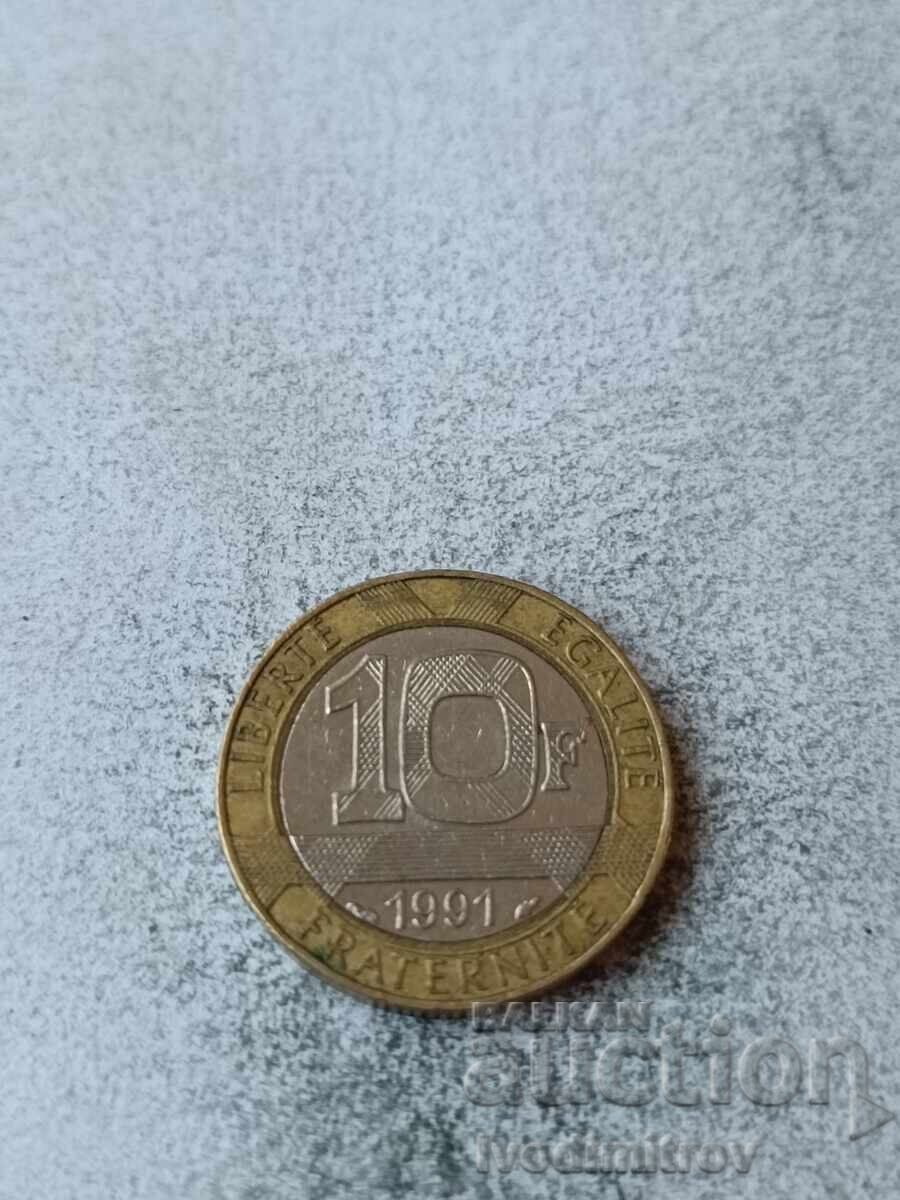 Franța 10 franci 1991