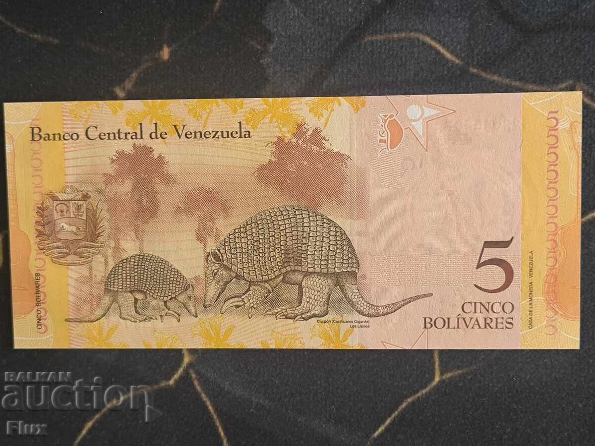 Bancnotă - Venezuela - 5 bolivari UNC | 2013 cu preț € 1.75 | 3.42 BGN