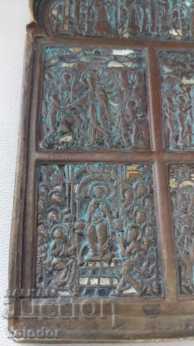 Delivery of Old Russian bronze icon