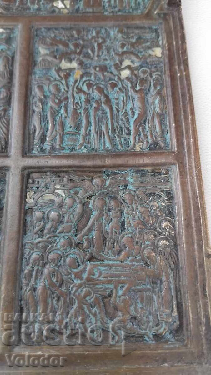 Veche icoană rusească din bronz "Sărbători" - 5 Veche icoană rusească din bronz "Sărbători" - 5