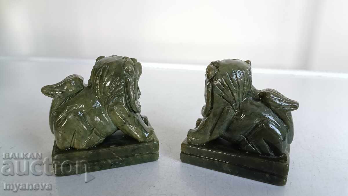 Фън Шуй фигурки на Кучета Фу от нефрит - 7