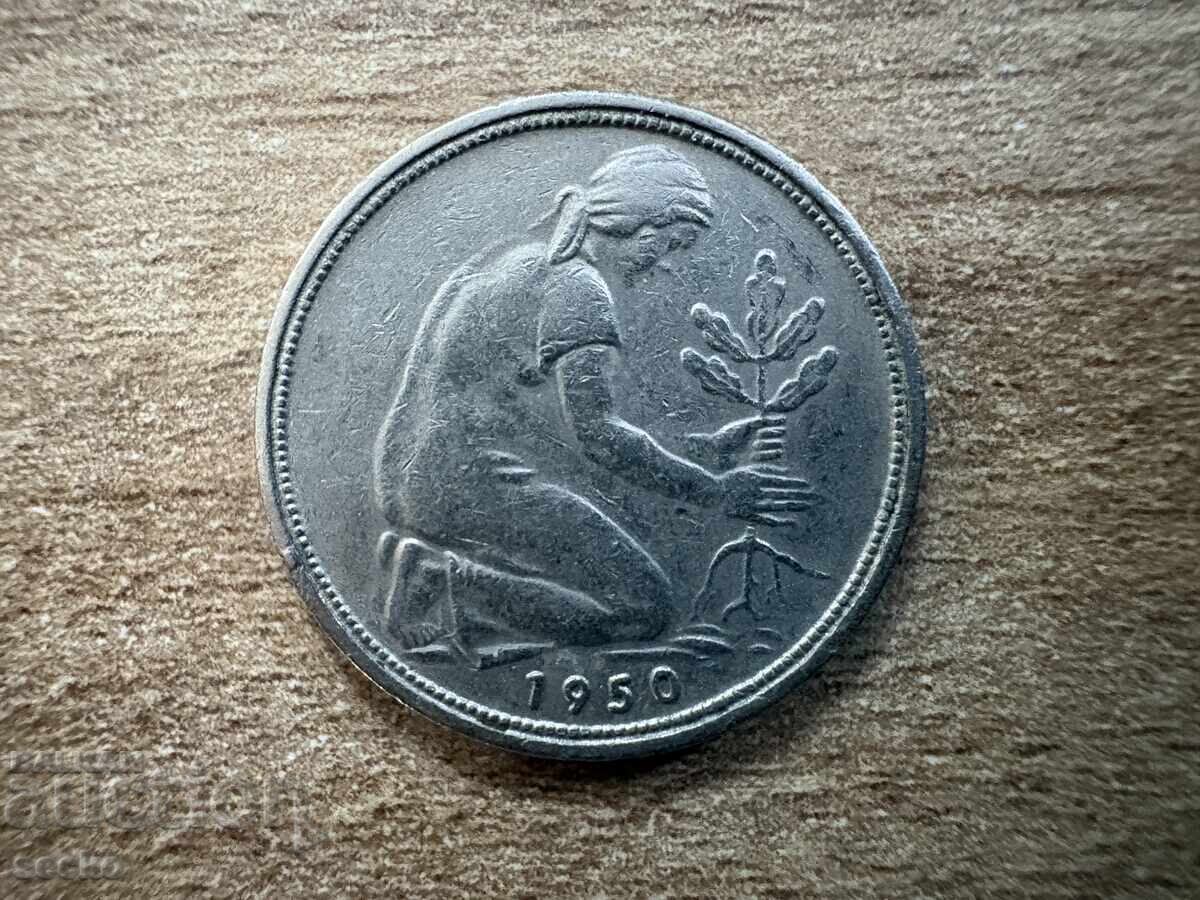 Germania - 50 pfennig (1950) - F cu preț € 0.35 | 0.68 BGN