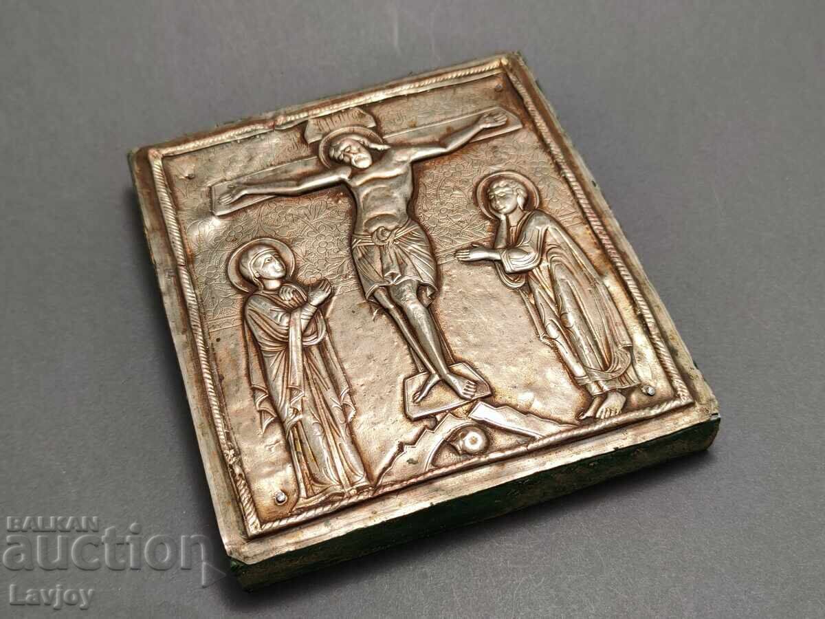 Стара Икона посребрен меден обков Б.З.Ц.от 0.01 цент с цена € 0.01 | 0.02 лв.